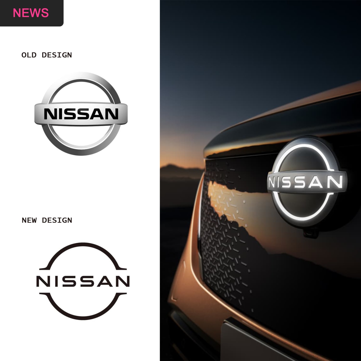 Japanese car brand Nissan has joined BMW, MINI and Volkswagen in officially replacing its three-dimensional emblem with a flat, two-dimensional logo. Nissan's debuted its new logo on the electric Ariya SUV and all of the brand's future fully-electric vehicles will feature an illuminated logo version