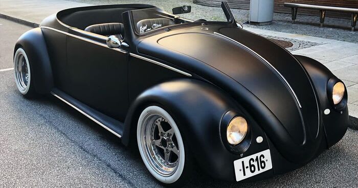 This Guy Transformed A 1961 VW Beetle Deluxe Into A Black Matte Roadster
