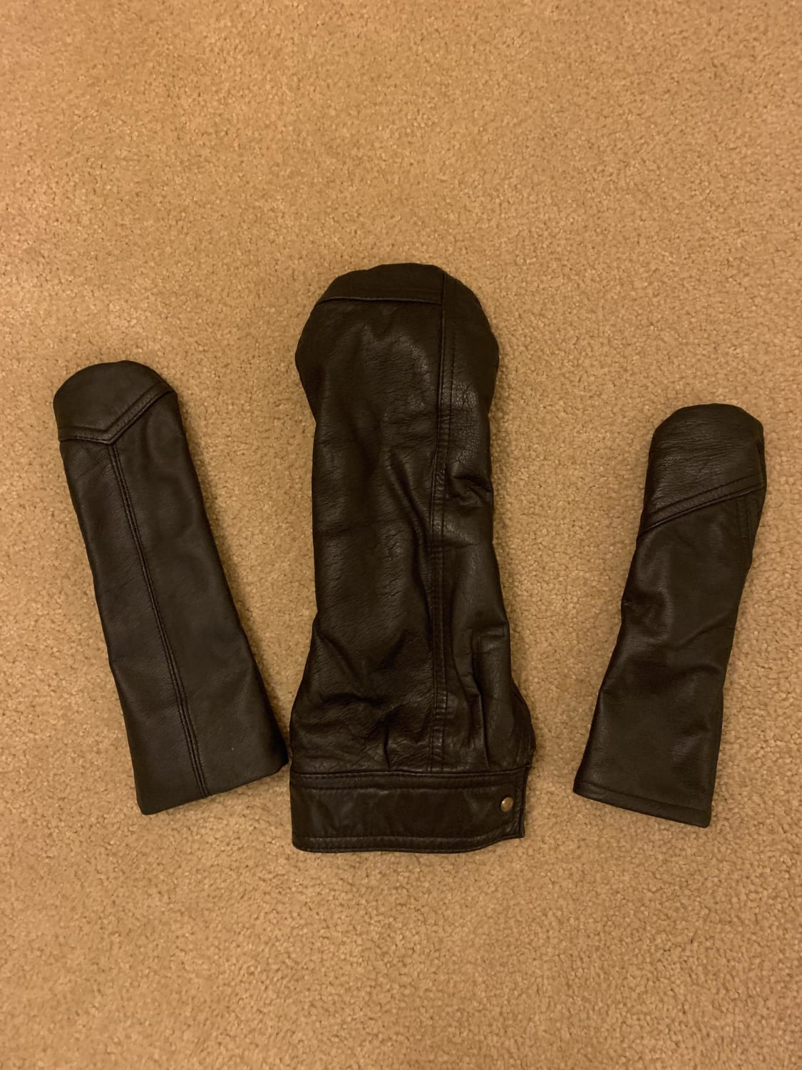 Before passing away a few months ago, my grandpa gave me a leather jacket. I never would wear it but kept it for a memoir. This Christmas, my mom surprised me by making head covers out of his leather jacket. His memory and love for the outdoors will live on! Hope you all love it as much as I do!!