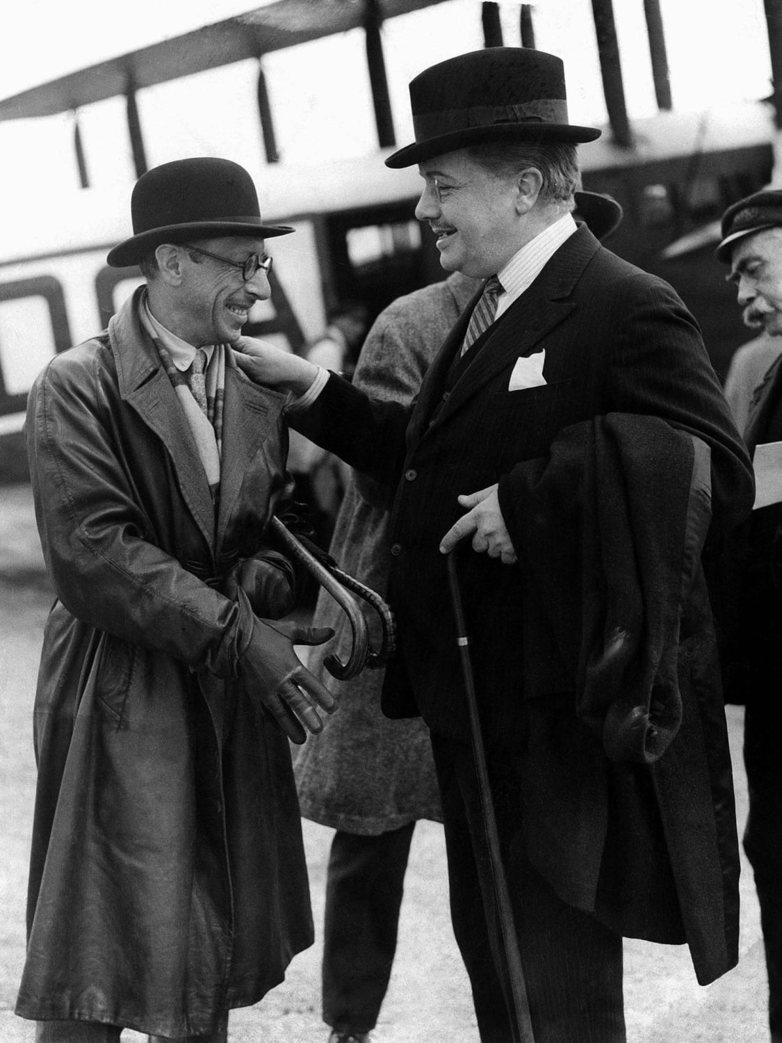 Stravinsky and Diaghilev reunite at the Croydon Airport, 1926. Serge Diaghilev, founder of the Ballets Russes, commissioned all the early Stravinsky ballets, along with Les Noces and Pulcinella.