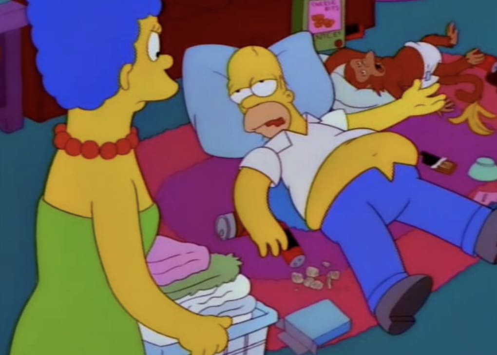 "...and now he just lies there, struggling to breathe." "What do you want? His cholesterol's through the roof."