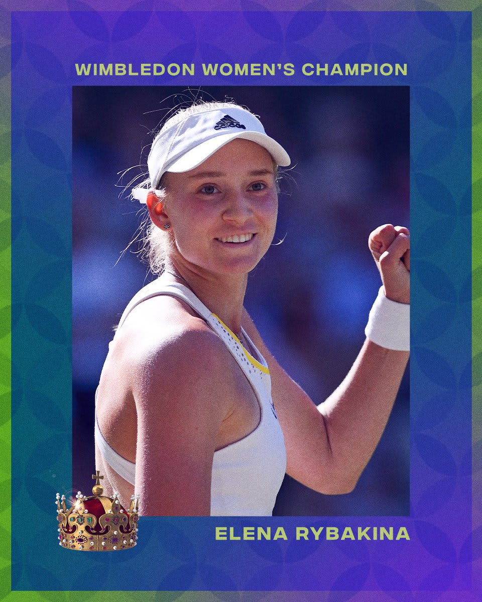 WHAT AN UPSET‼️ Elena Rybakina wins the Wimbledon Grand Slam title 👏 She joins Venus Williams as the only women ranked outside the WTA's Top 20 to win the title since 1975.