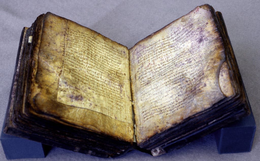 The Archimedes Palimpsest, a Byzantine Greek copy of a compilation of Archimedes and other authors, containing two unknown works of Archimedes (the "Stomachion" and the "Method of Mechanical Theorems") and the only surviving original Greek edition of his work "On Floating Bodies."