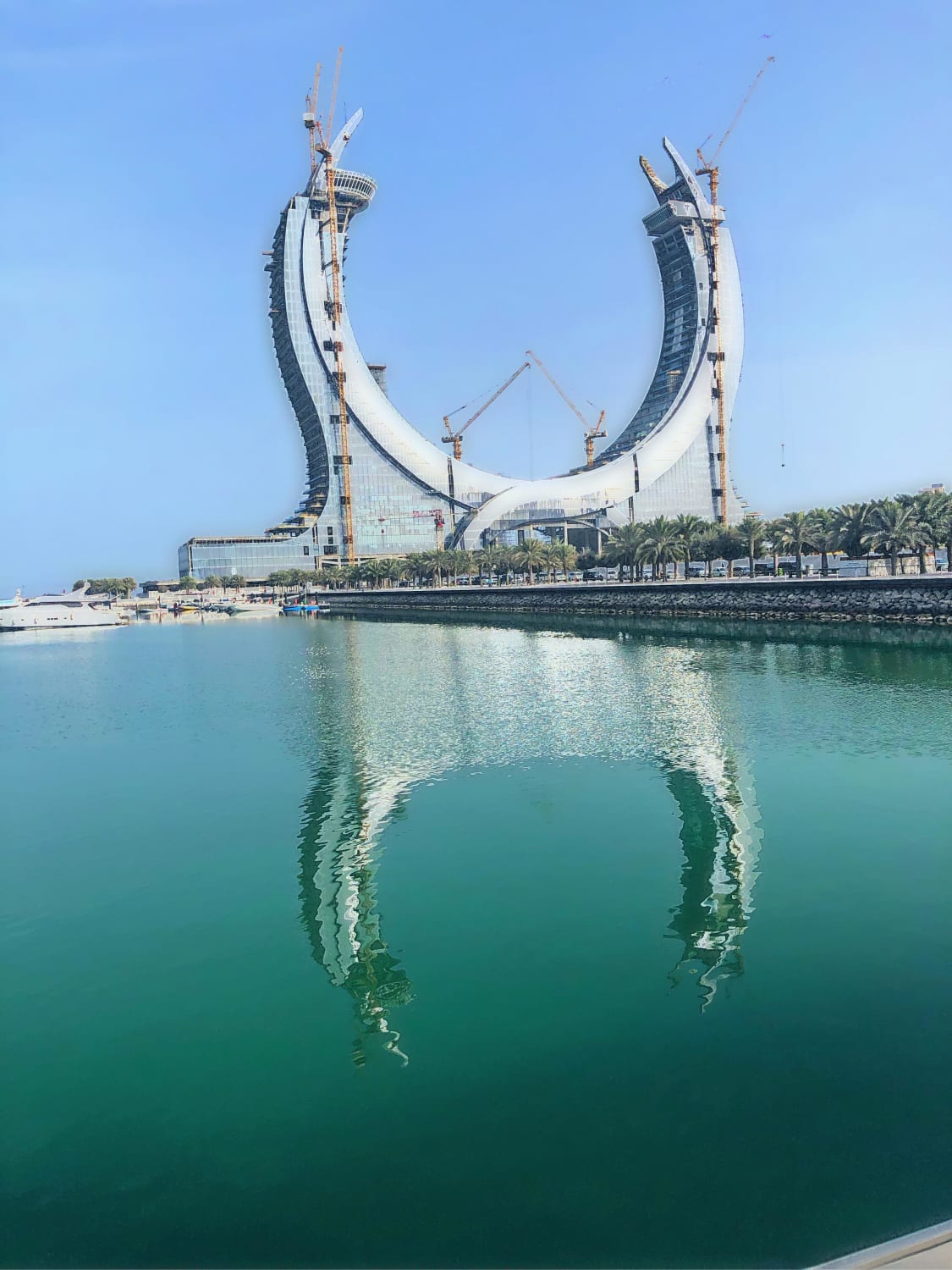 Reflection on the sea of the katara towers, lusail, Qatar( still unfinished)