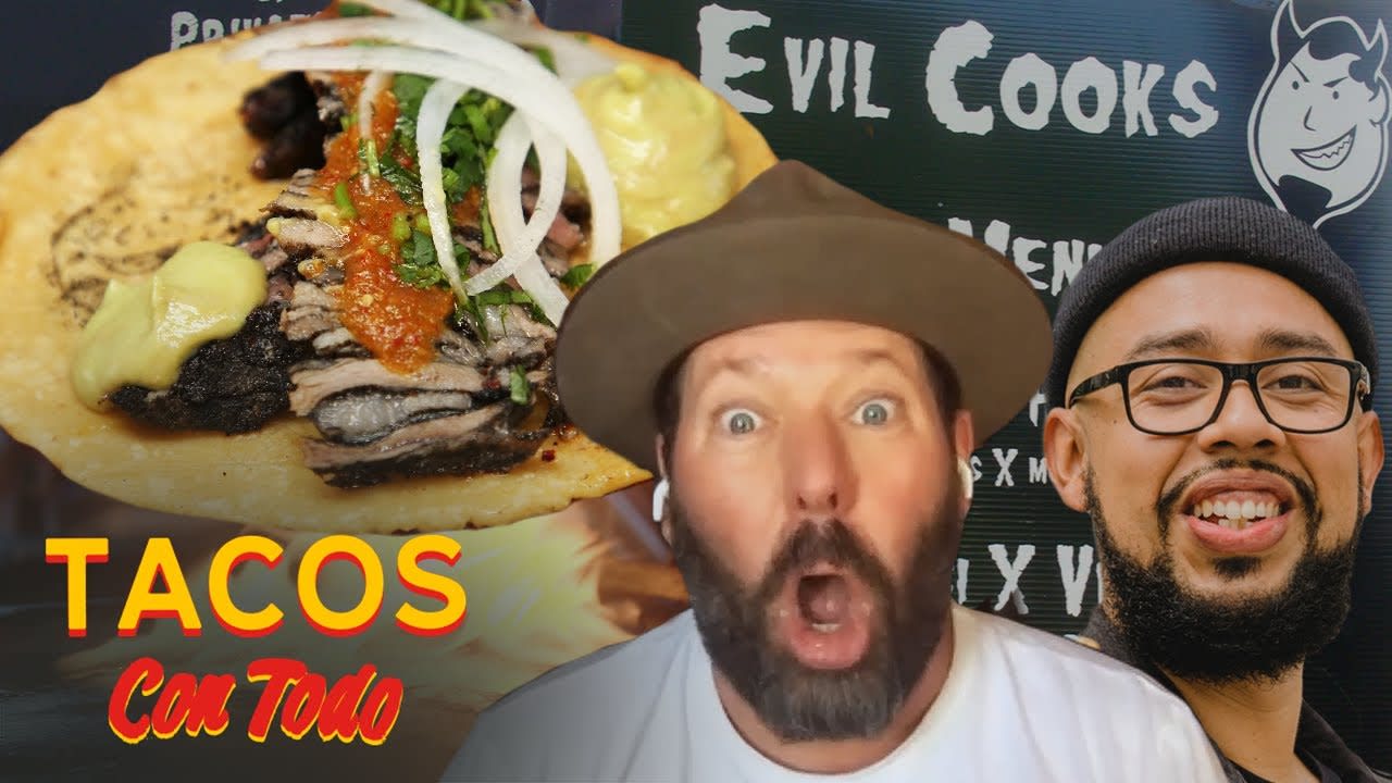 Bert Kreischer Cracks Up While Eating His Favorite Tacos | Tacos Con Todo