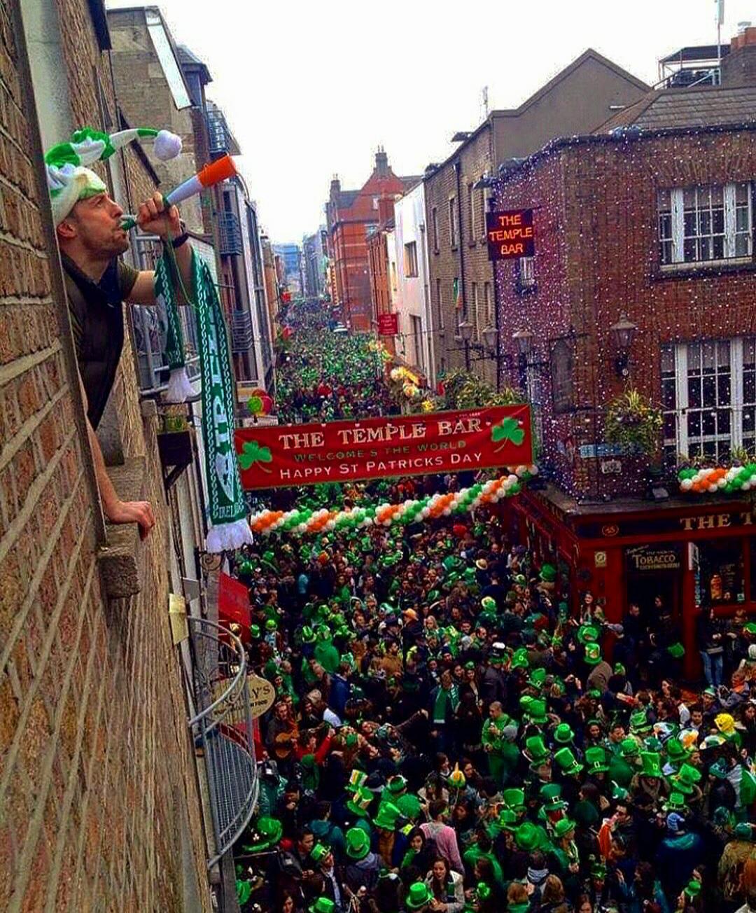 St. Patrick's Day at the Temple Bar, Dublin, Ireland.