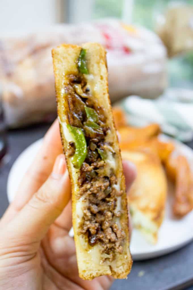 Ground Philly Cheesesteak Grilled Cheese - Dinner, then Dessert | Cooking recipes, Philly cheese steak, Stuffed peppers