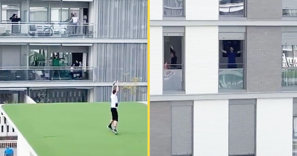 Gym Trainer Leads Fitness Class For People On Their Balconies In Spain