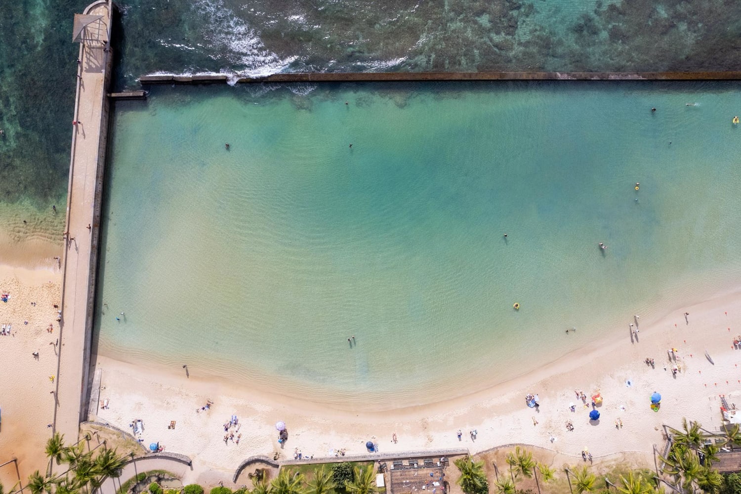 Waikiki Beach, Honolulu, Hawaii. Probably the most famous man made beach.