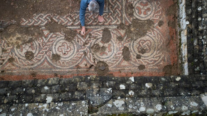 A mosaic floor in southwest England’s Chedworth Roman Villa has been radiocarbon dated to the mid-fifth century A.D., a time of economic decline following the end of Roman rule in Britain.
