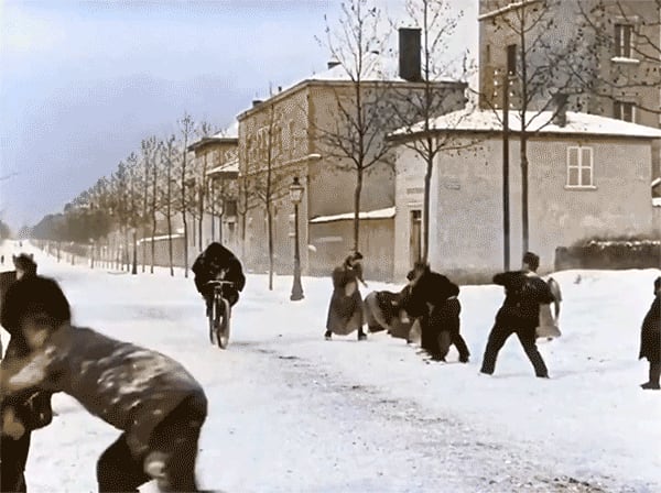 A Colorized Snowball Fight from 1896 Shows Not Much Has Changed in the Art of Winter Warfare — Colossal