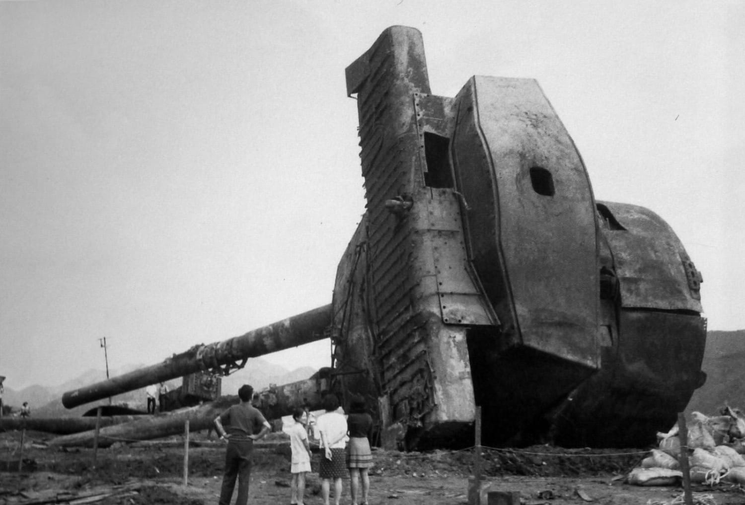 Salvaged turret from the Japanese battleship Mutsu, Suuoshima, Japan, 1970
