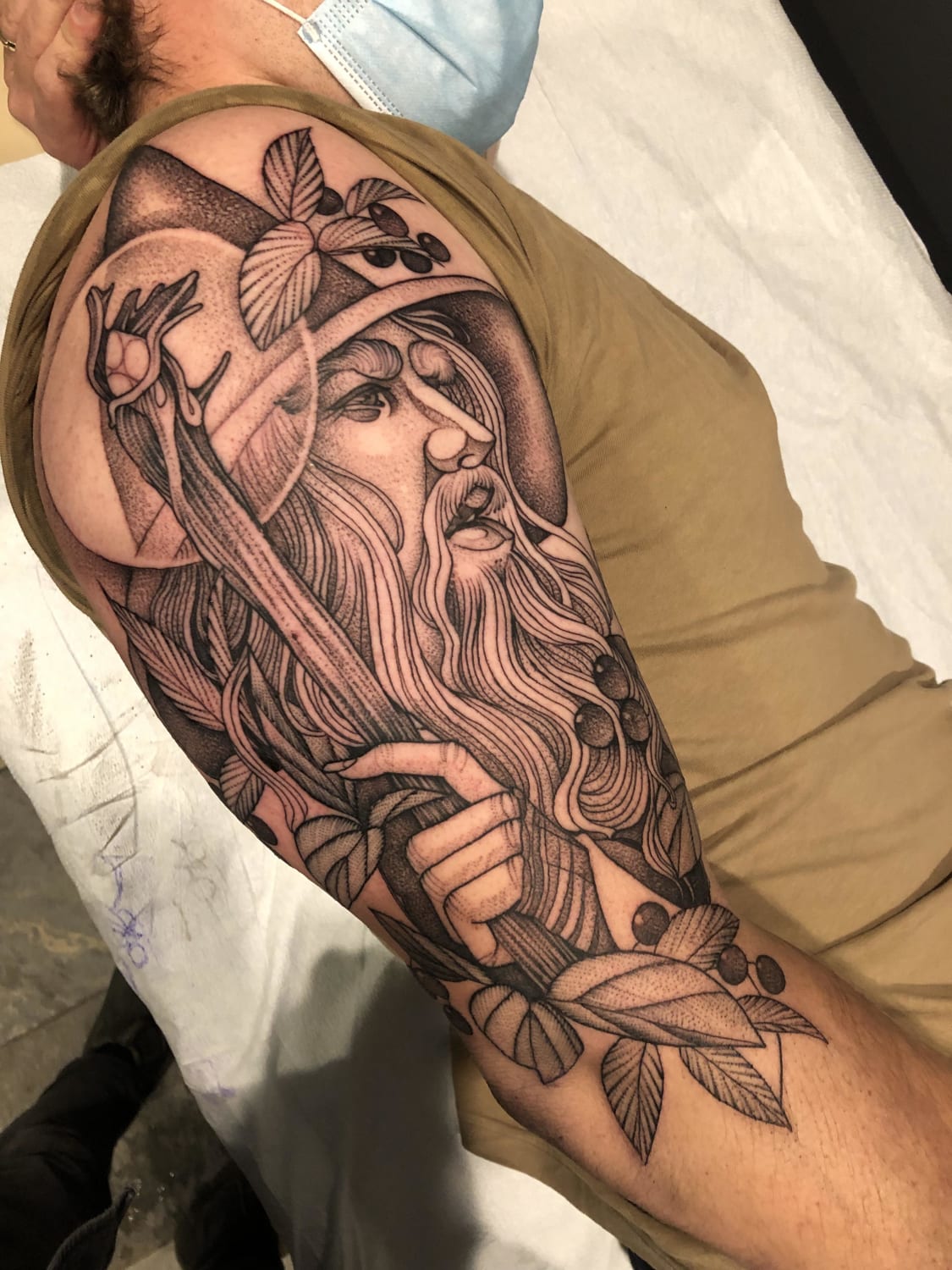 The start of my LOTR sleeve. My first tattoo. Done in one sitting by Jeremy Lamos at High Tides in Saint John, NB, Canada!