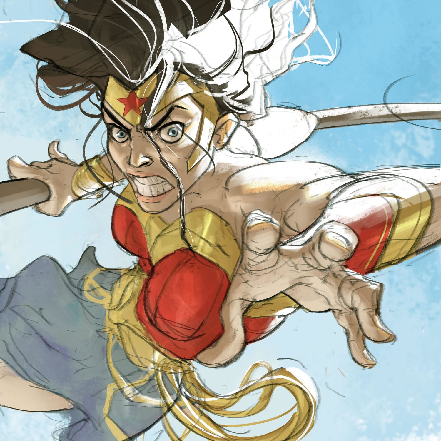 Recent drawing of angry Wonder Woman..Can fit into Injustice Universe :)