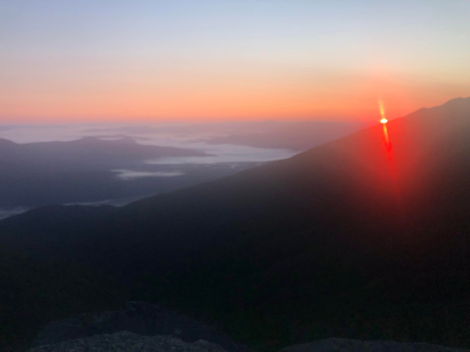 Sunrise Over Mount Madison New Hampshire. (Those are clouds not lakes!)