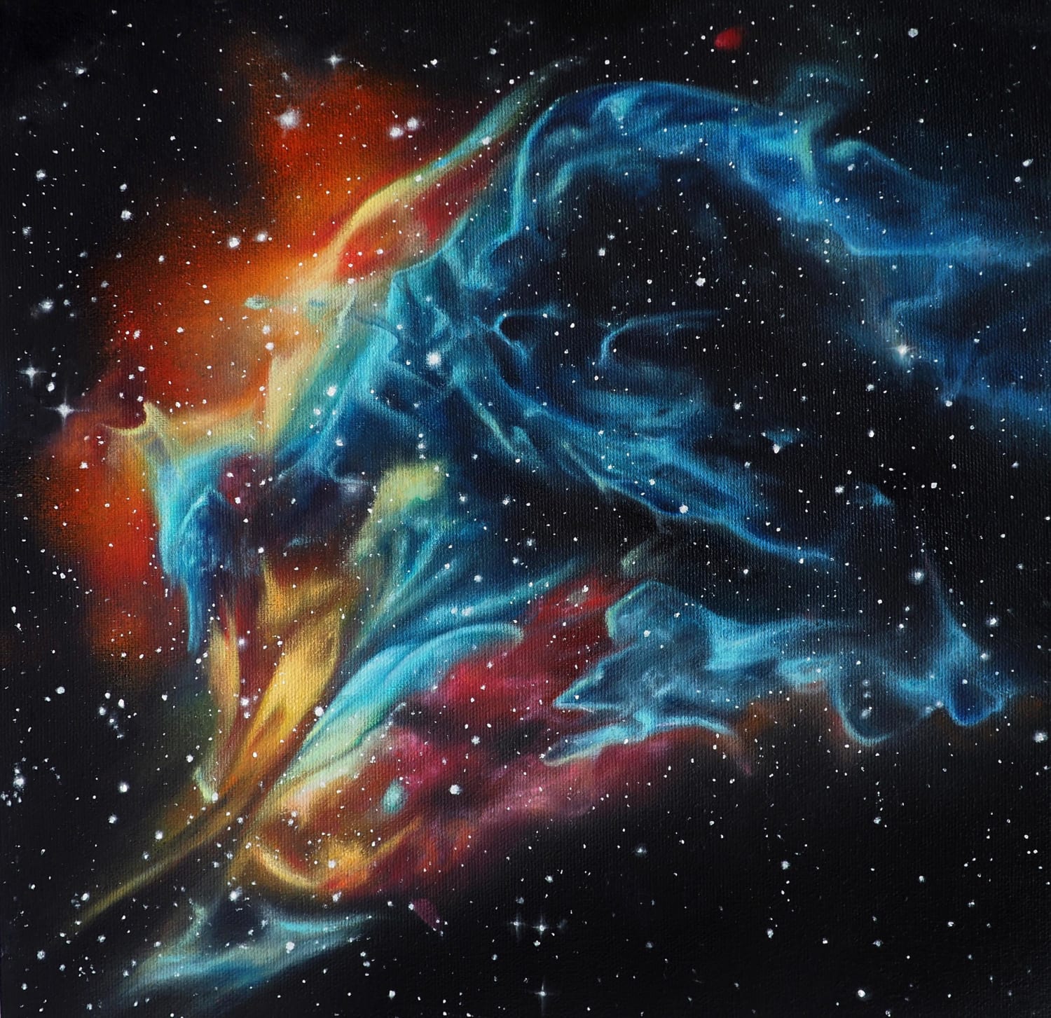 An oil painting I made of the NGC 3572, an Open Cluster in the Carina constellation