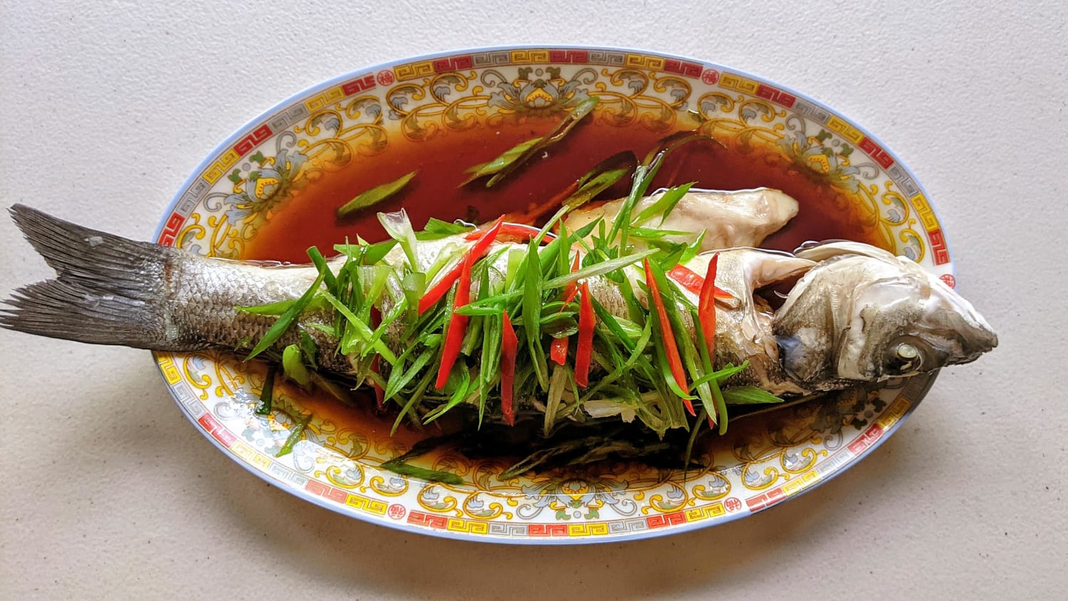 Steamed Fish with Hot Scallion Oil Recipe