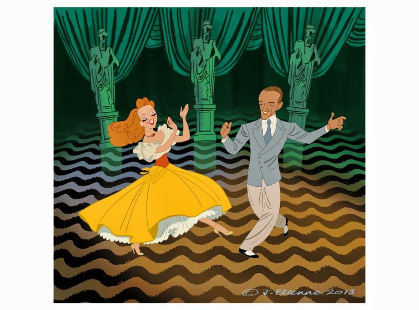 Fred Astaire and Lucile Bremer | Illustrator Jung Etienne #characterdesign | Character design animation, Character sketch, Classic films