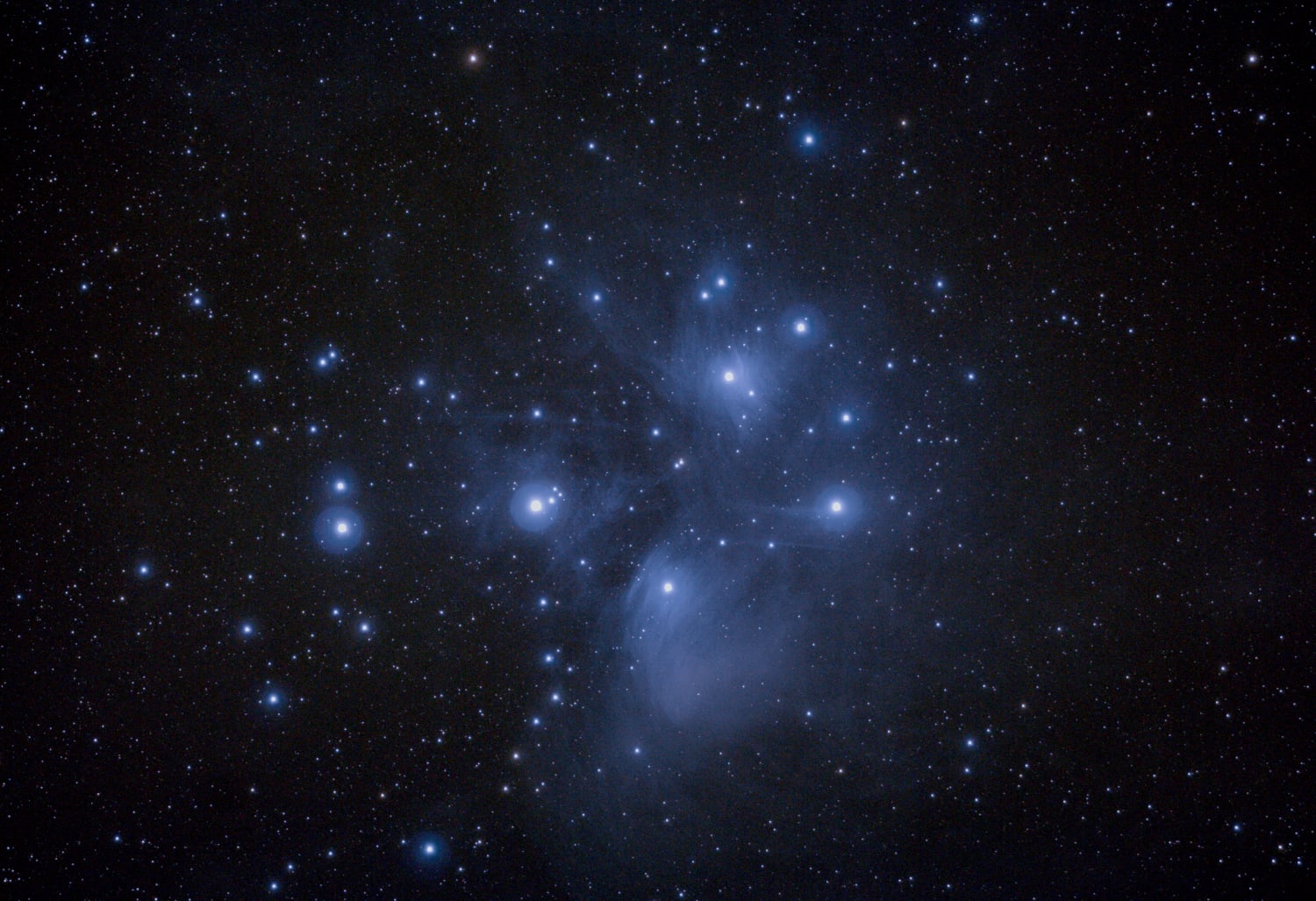 My picture of the Pleiades star cluster up close