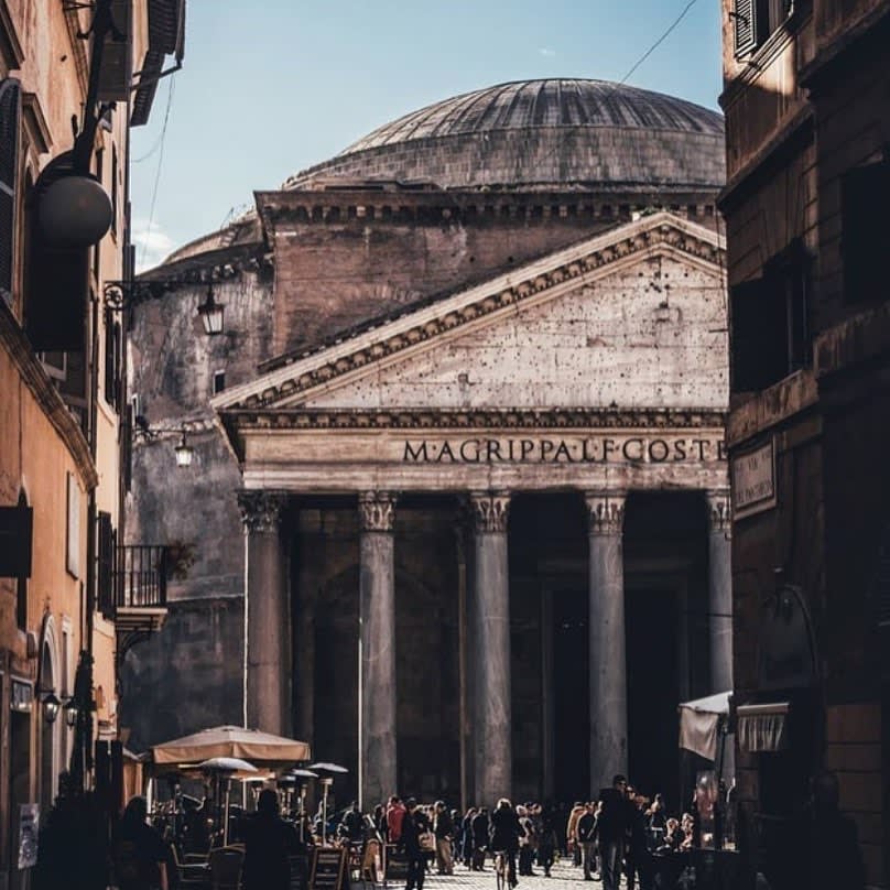 The Roman Pantheon, built in 125 AD. Still the world's largest unreinforced concrete dome.