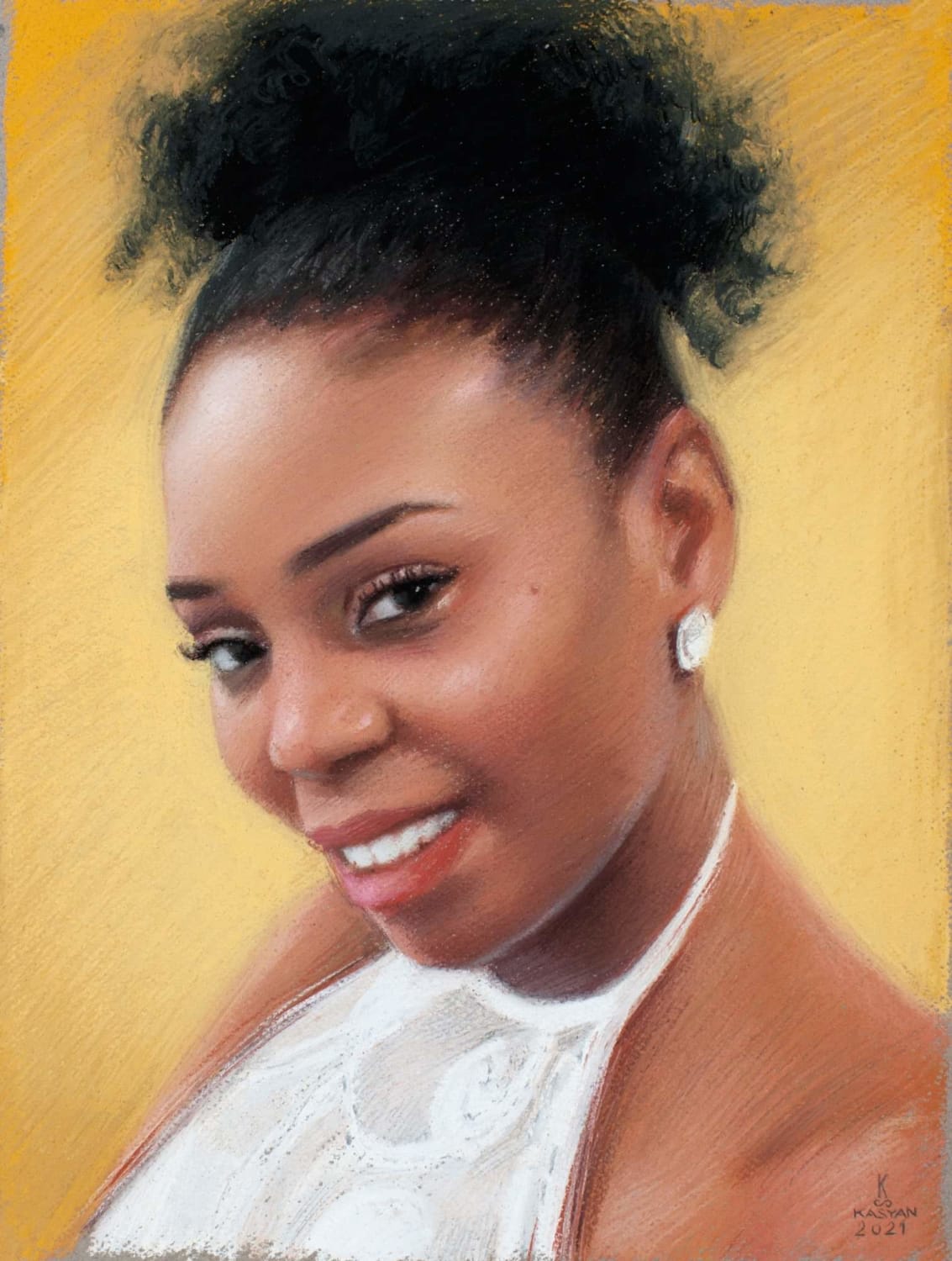 This is a portrait in pastel I did some time ago. A gift that my client offered to his wife.