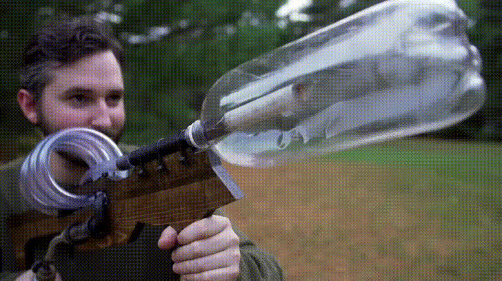 Plasma coil bottle launcher made by YouTuber NightHawkInLight