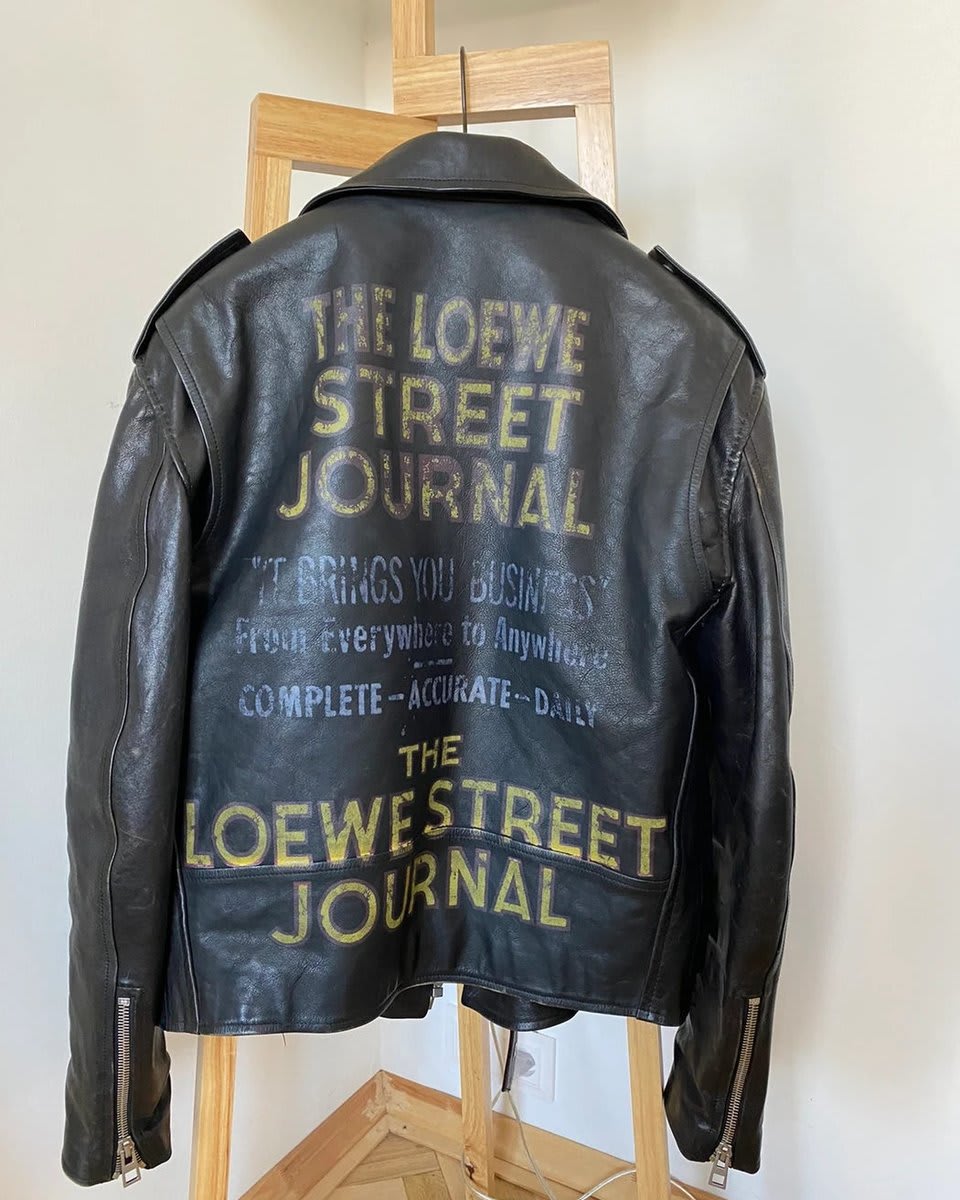 Loewe Journal Printed Leather Biker Jacket from seller 'APF1'.