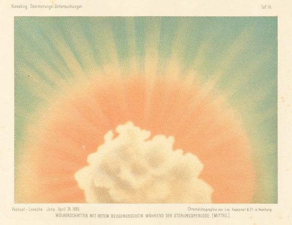 Beautiful series of images by Eduard Pechuël-Loesche from an 1888 book on the strange skies produced the world-over after the 1883 eruption of Krakatoa: