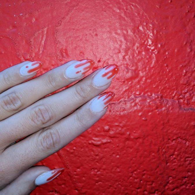 Almond Nails: Red Drip