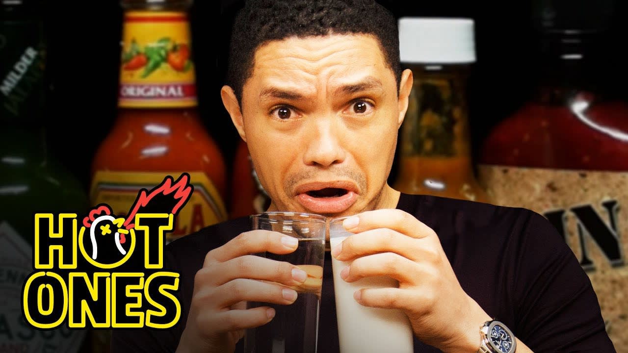 Trevor Noah Rides a Pain Rollercoaster While Eating Spicy Wings | Hot Ones