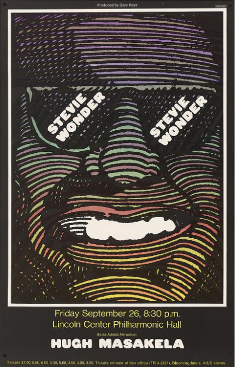 Happy Birthday, #StevieWonder! Graphic designer MiltonGlaser created this 1968 poster for a concert featuring Stevie Wonder. Glaser's stylized portrayal of Wonder is recognizable by his trademark smile & glasses.